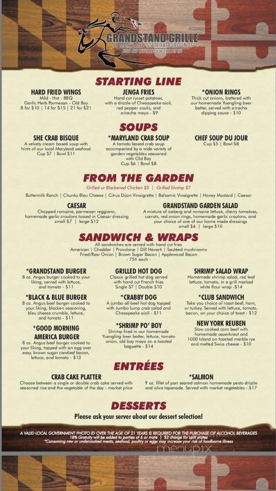 The Grandstand Grille - Lutherville-Timonium, MD menu_pic