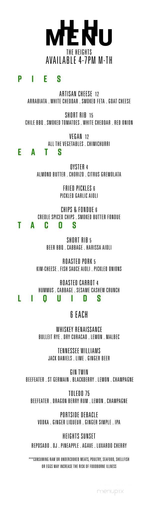 The Heights - Toledo, OH menu_pic