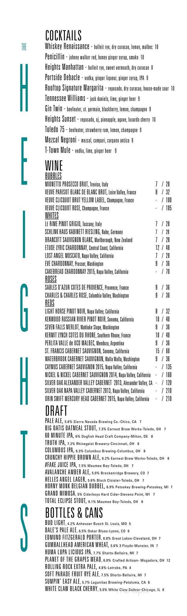 The Heights - Toledo, OH menu_pic