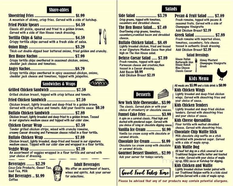 The Hen House - Moultrie, GA menu_pic