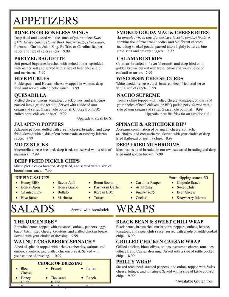 The Hive Grill - Wildomar, CA menu_pic