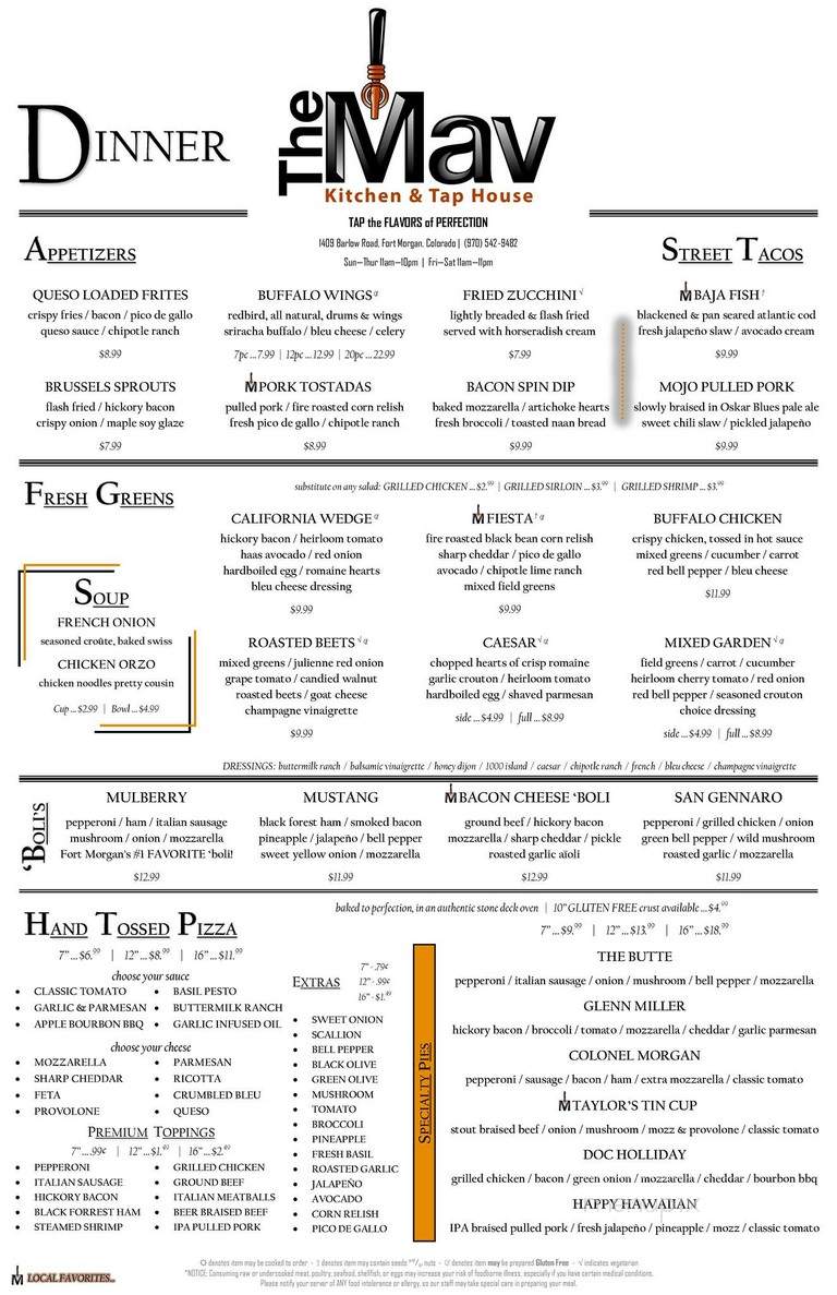 The Mav Kitchen & Tap House - Fort Morgan, CO menu_pic