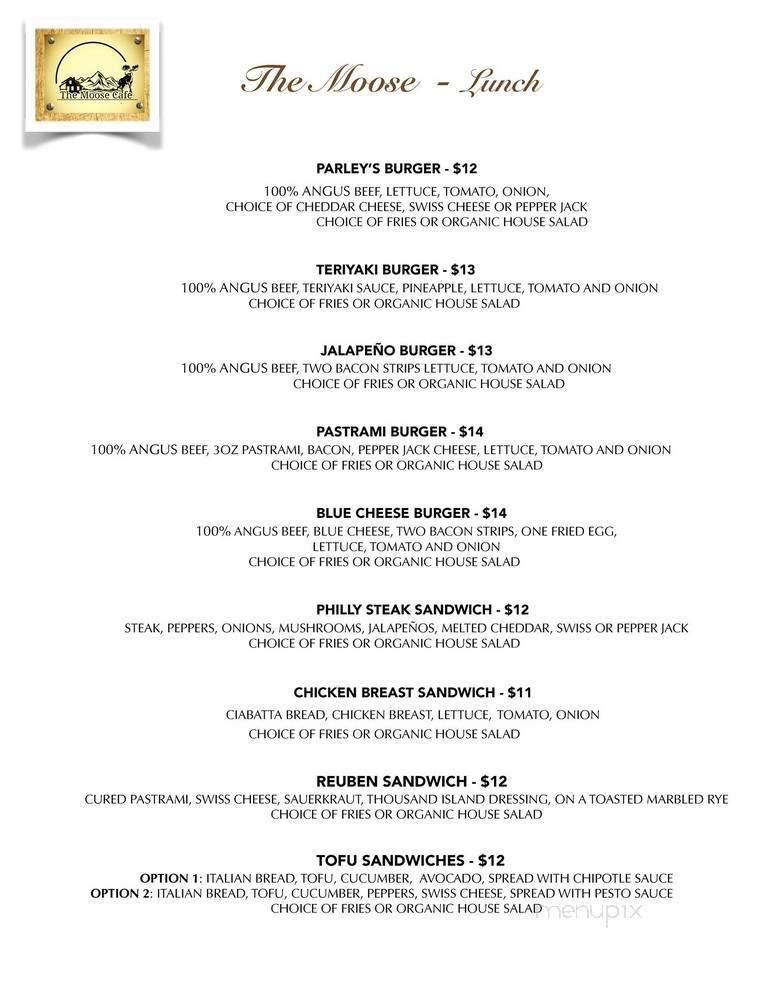 The Moose Cafe - Park City, UT menu_pic