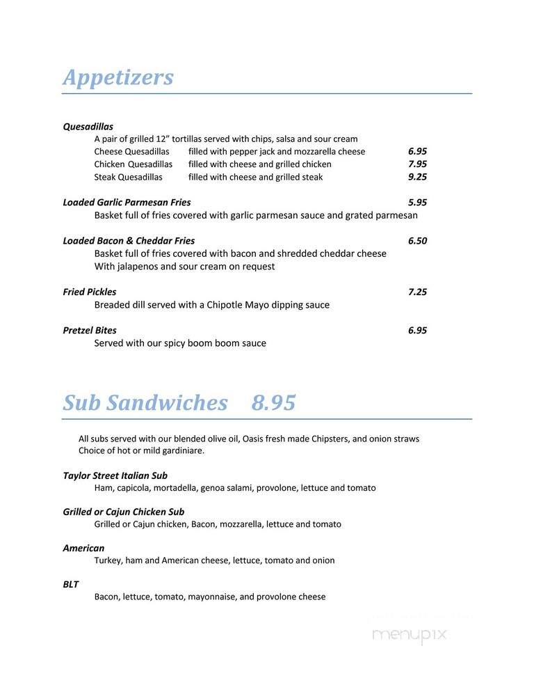 The Oasis - Antioch, IL menu_pic
