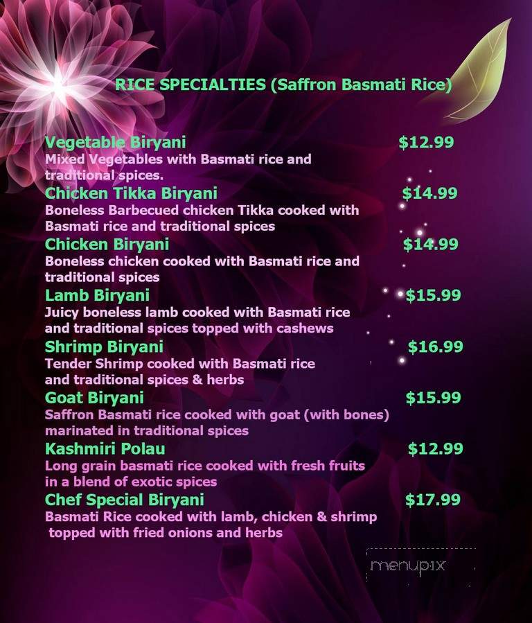 The Palace of Indian - Dallas, PA menu_pic