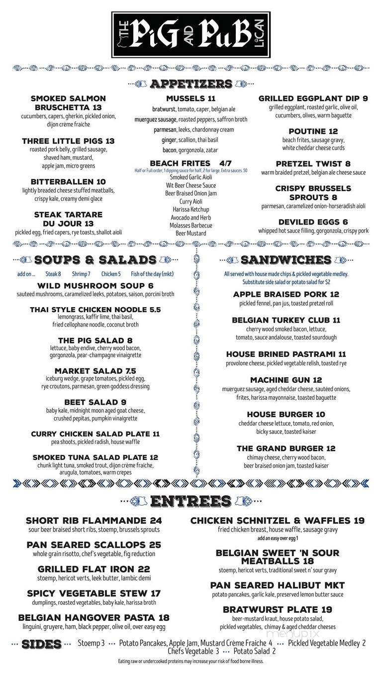 The Pig and Publican - Lewes, DE menu_pic