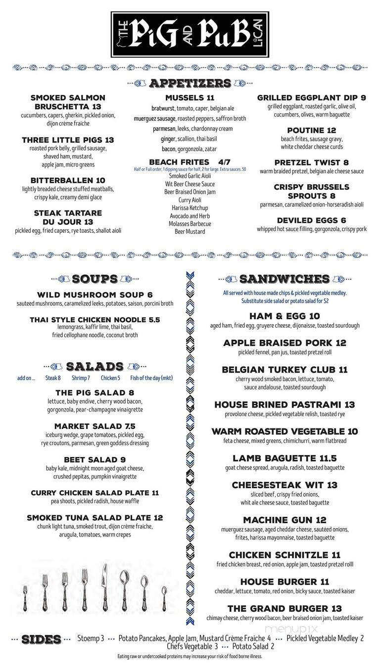 The Pig and Publican - Lewes, DE menu_pic