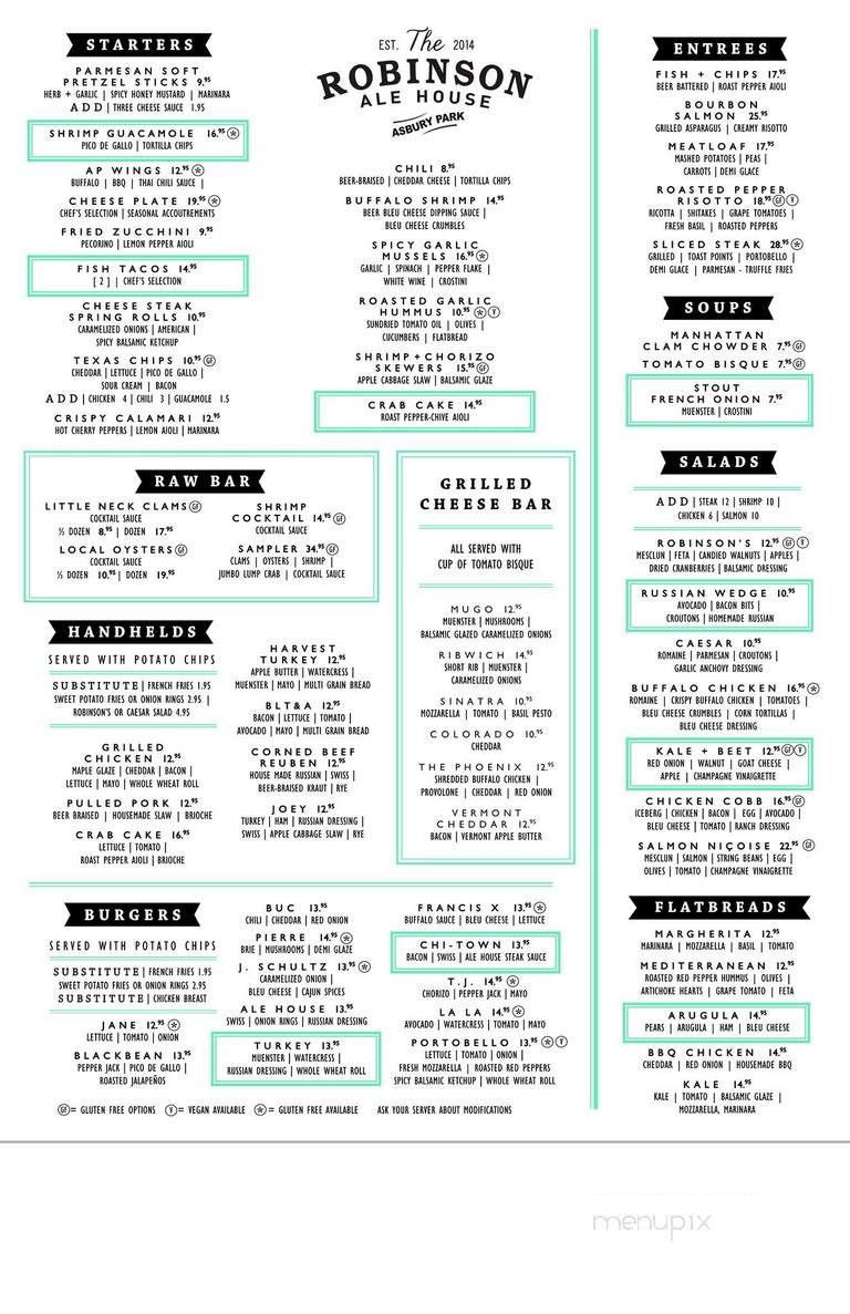 The Robinson Ale House - Asbury Park, NJ menu_pic