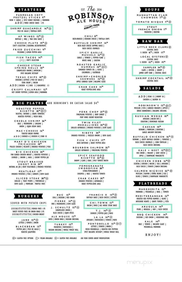 The Robinson Ale House - Asbury Park, NJ menu_pic