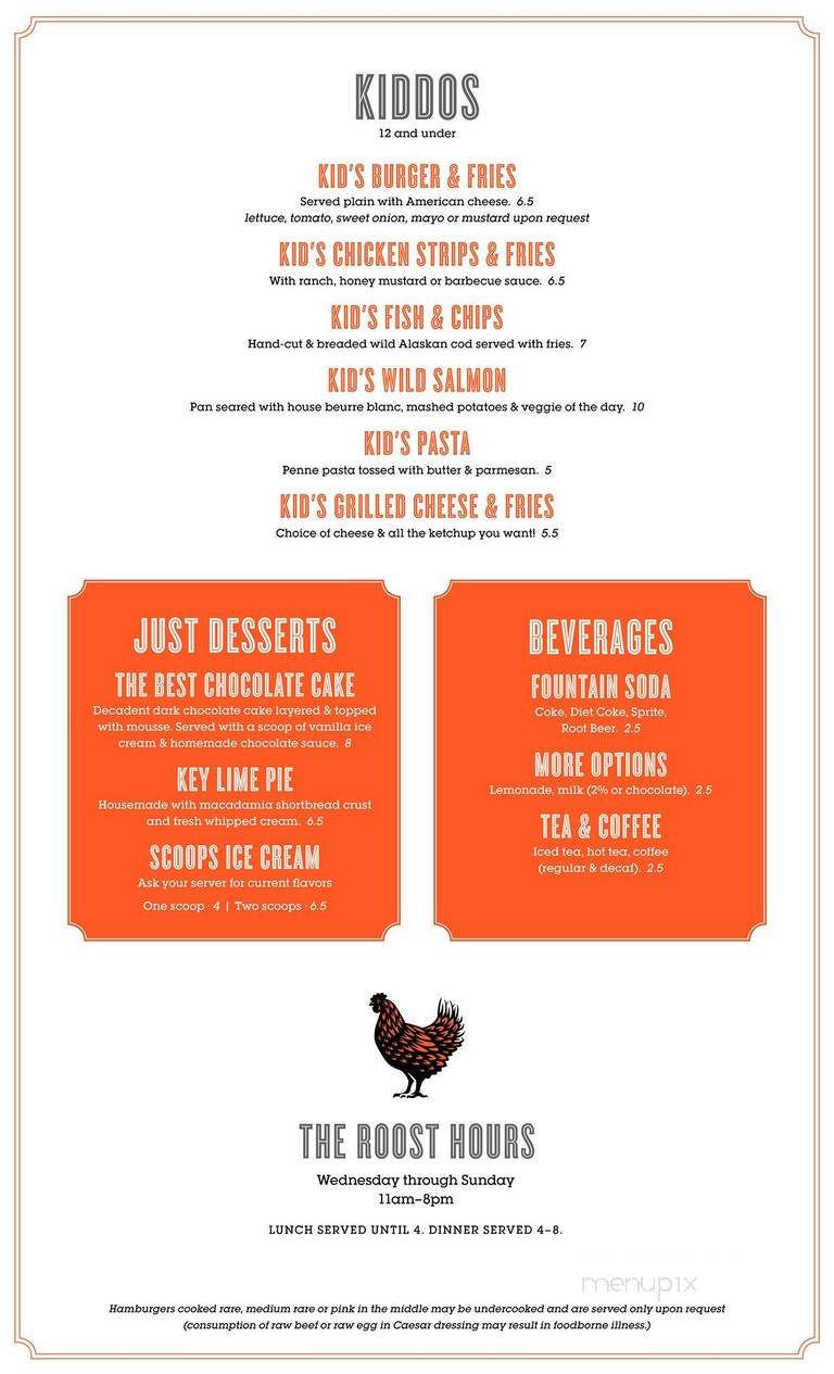 The Roost - Seattle, WA menu_pic