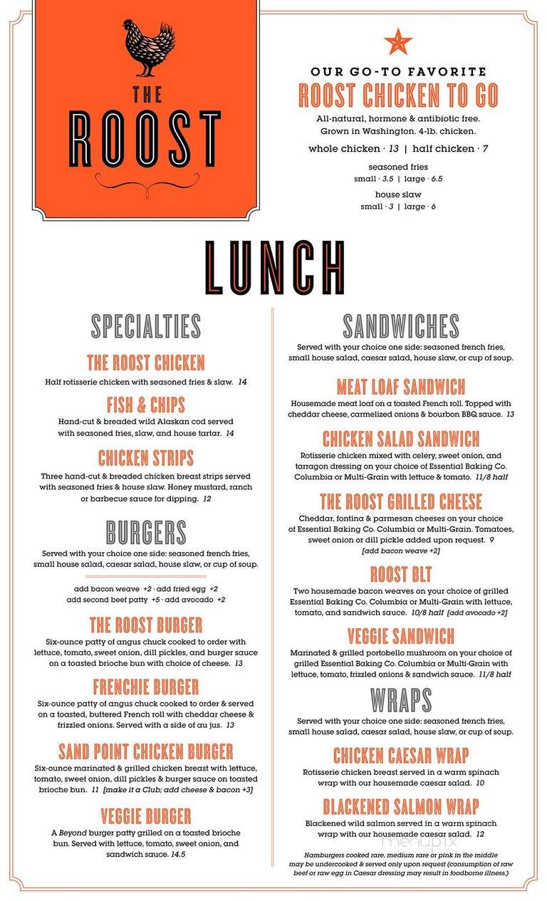 The Roost - Seattle, WA menu_pic