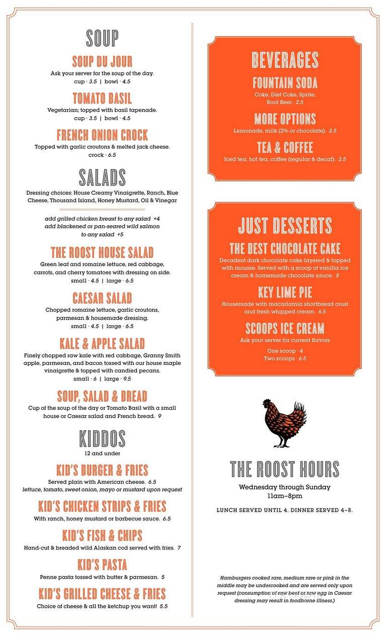 The Roost - Seattle, WA menu_pic