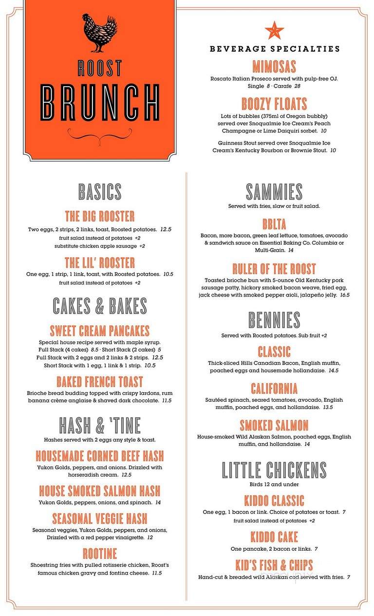 The Roost - Seattle, WA menu_pic