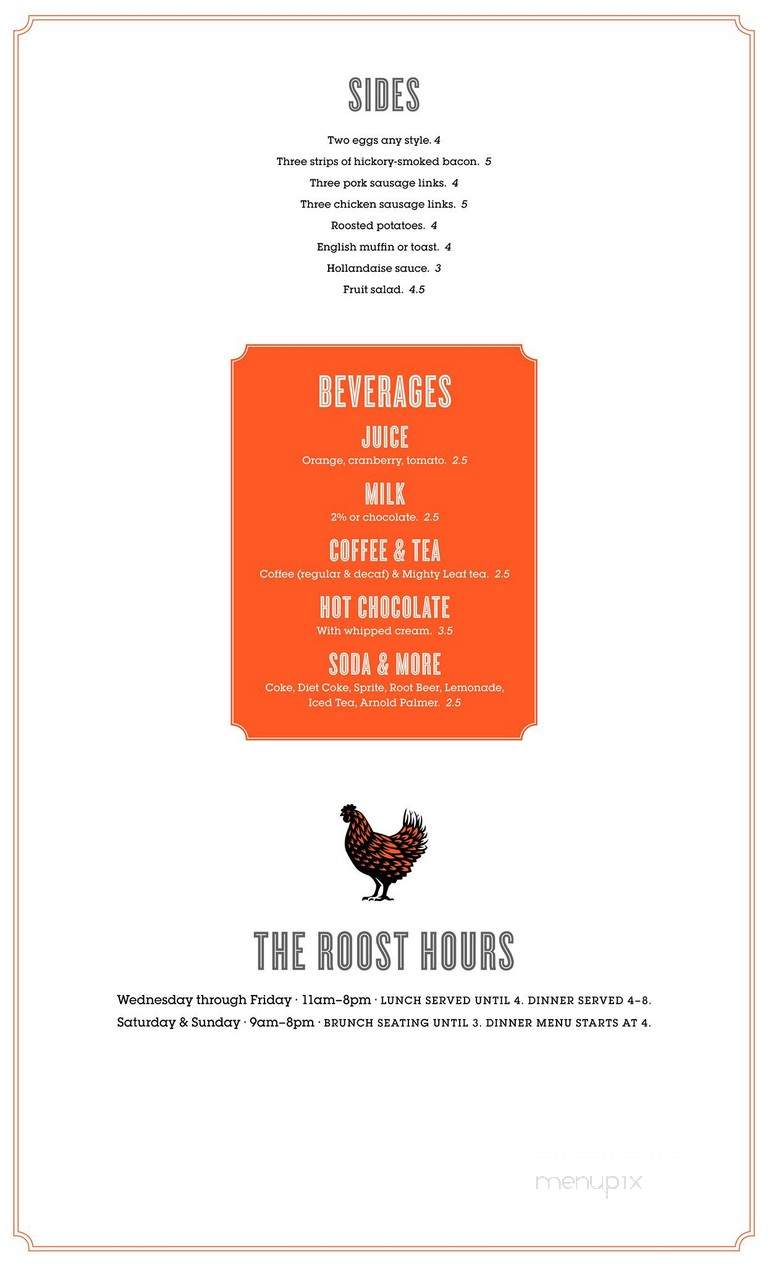 The Roost - Seattle, WA menu_pic