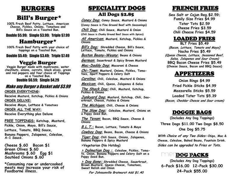 The Shack-Lawrence - Lawrence, MI menu_pic