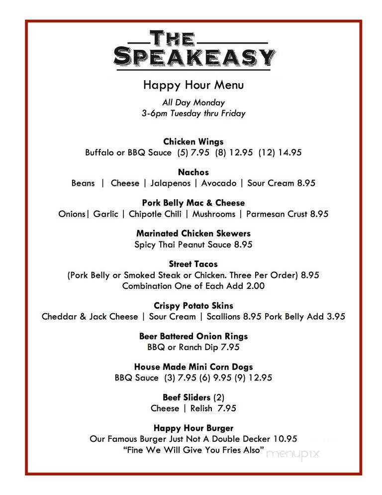 The Speakeasy BBQ - Novato, CA menu_pic