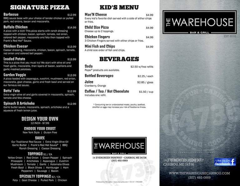 The Warehouse - Caribou, ME menu_pic