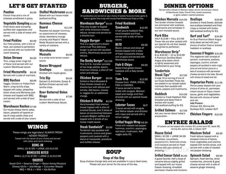 The Warehouse - Caribou, ME menu_pic