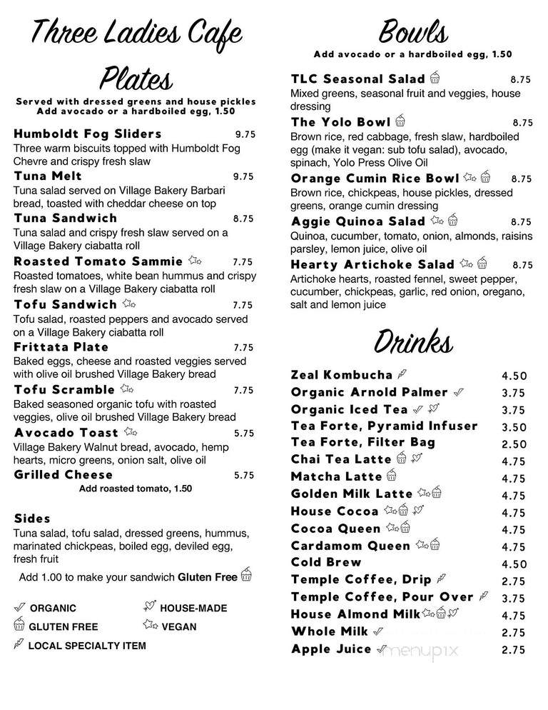 Three Ladies Cafe - Davis, CA menu_pic