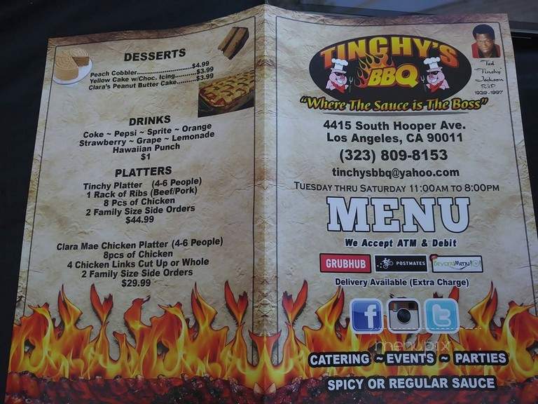 Tinchys BBQ - Los Angeles, CA menu_pic
