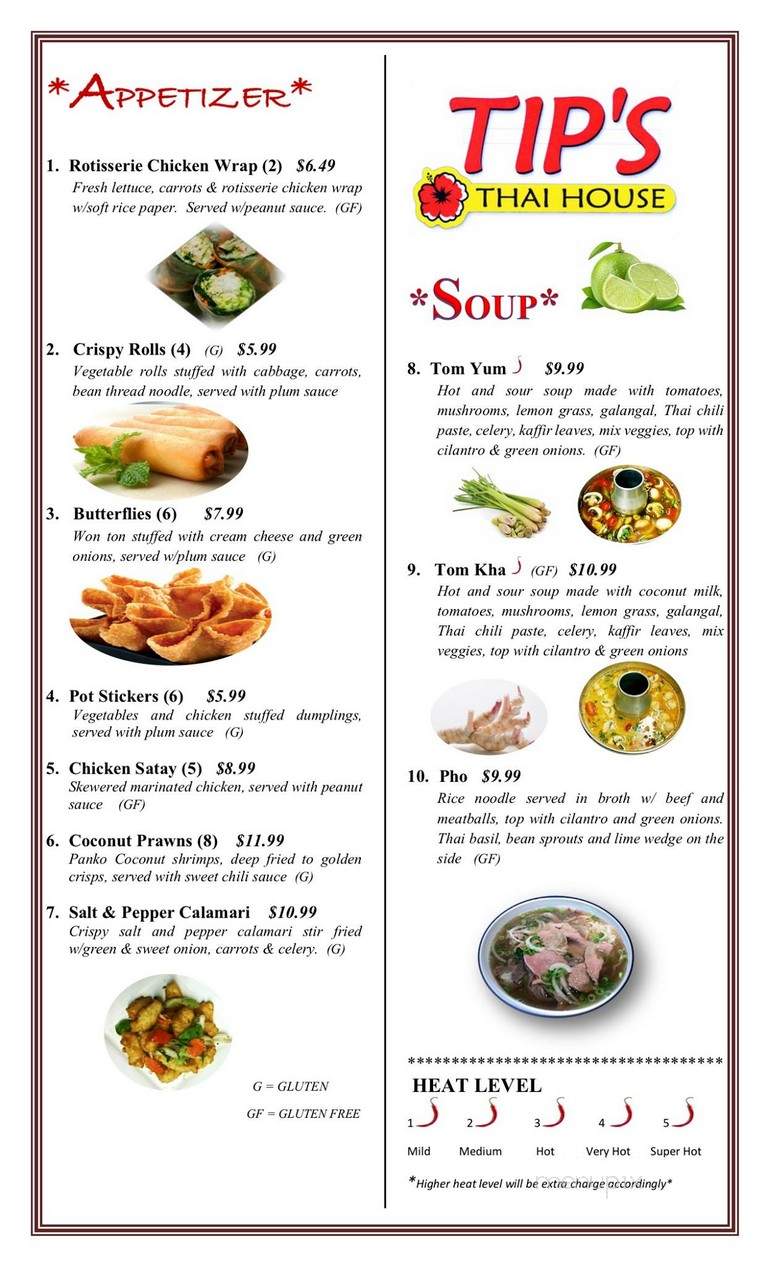 Tip's Thai House - Kennewick, WA menu_pic