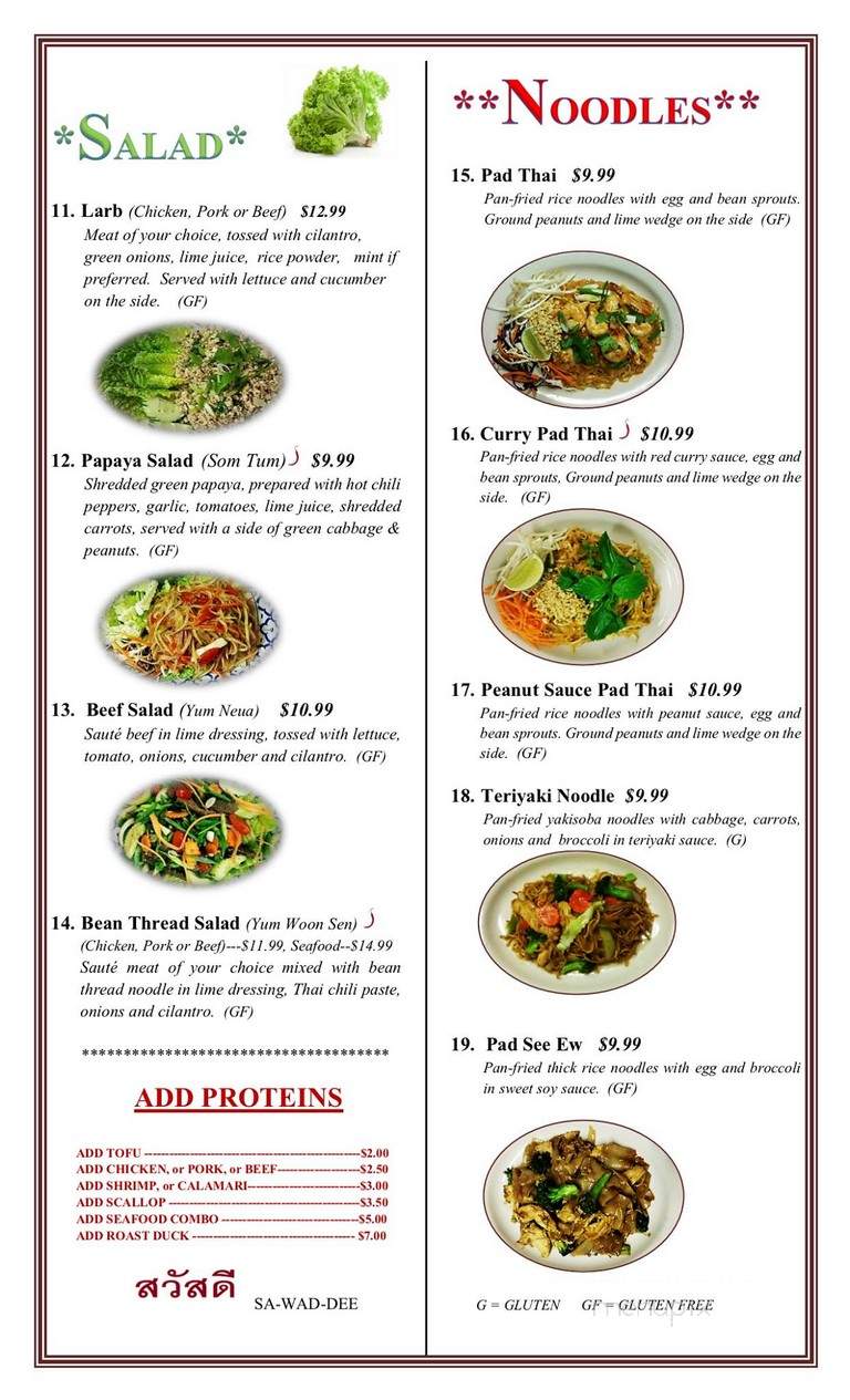 Tip's Thai House - Kennewick, WA menu_pic