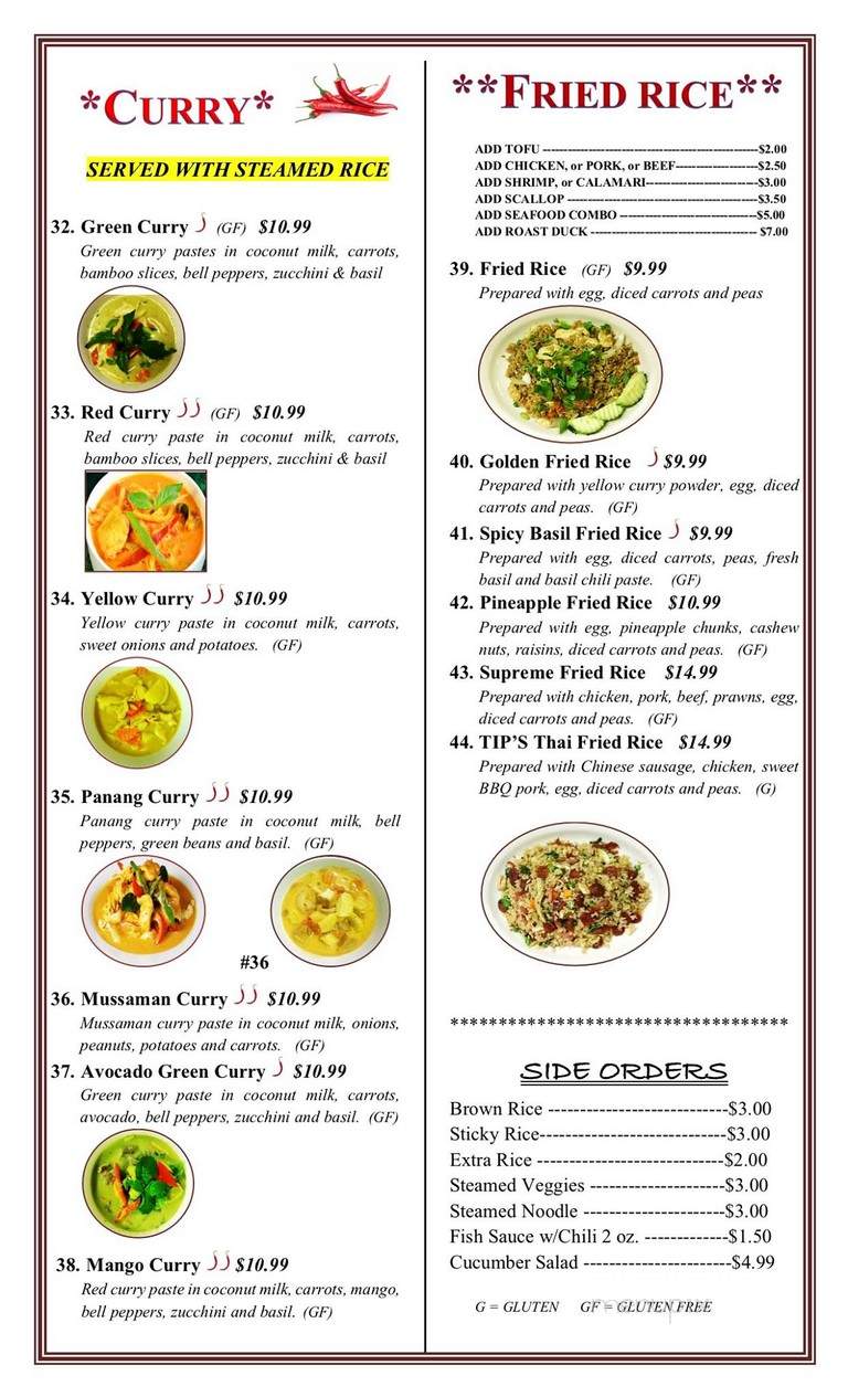 Tip's Thai House - Kennewick, WA menu_pic