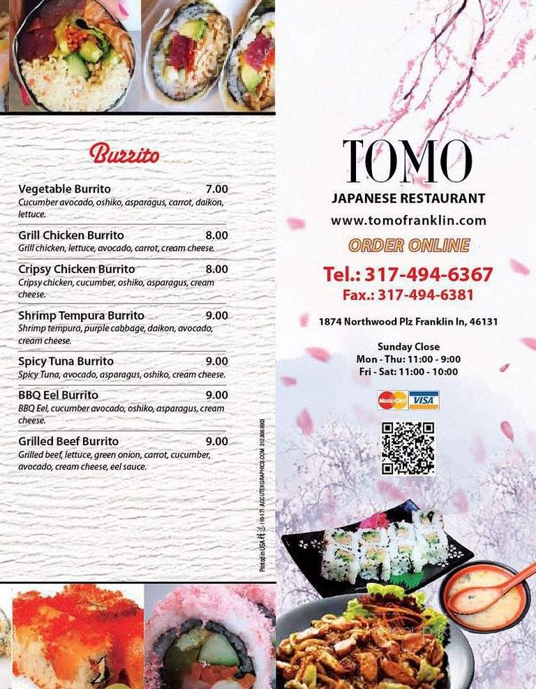Tomo Japanese Restaurant - Franklin, IN menu_pic