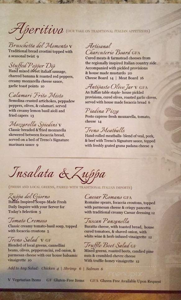 Treno Ristorante - Kent, OH menu_pic