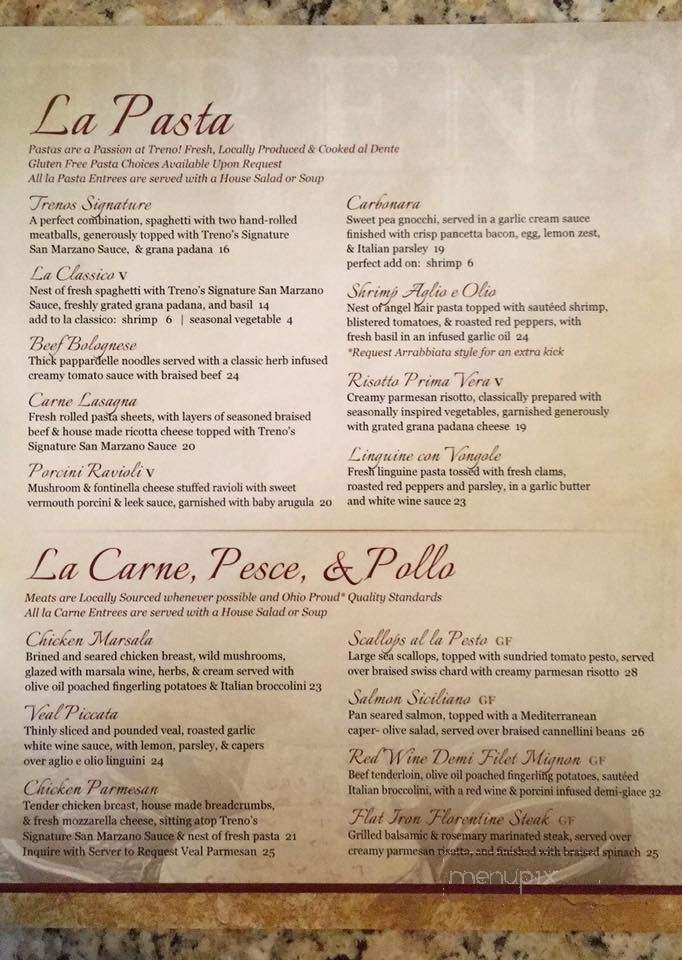 Treno Ristorante - Kent, OH menu_pic