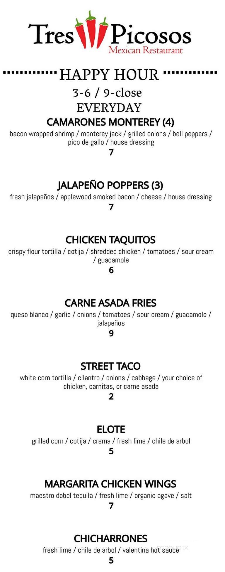 Tres Chiles Picosos - Eureka, CA menu_pic