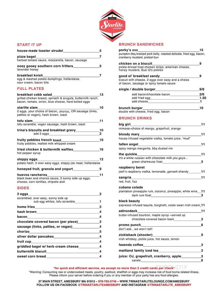Trina's Starlite Lounge Amesbury - Amesbury, MA menu_pic