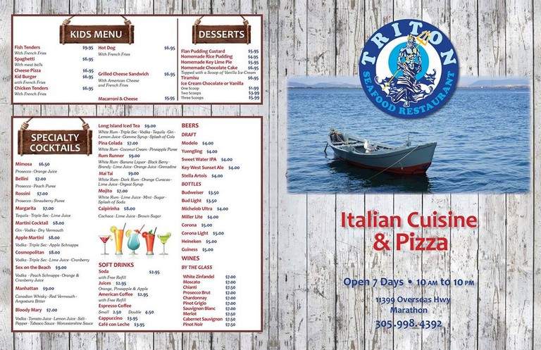 Triton Seafood Restaurant - Marathon, FL menu_pic