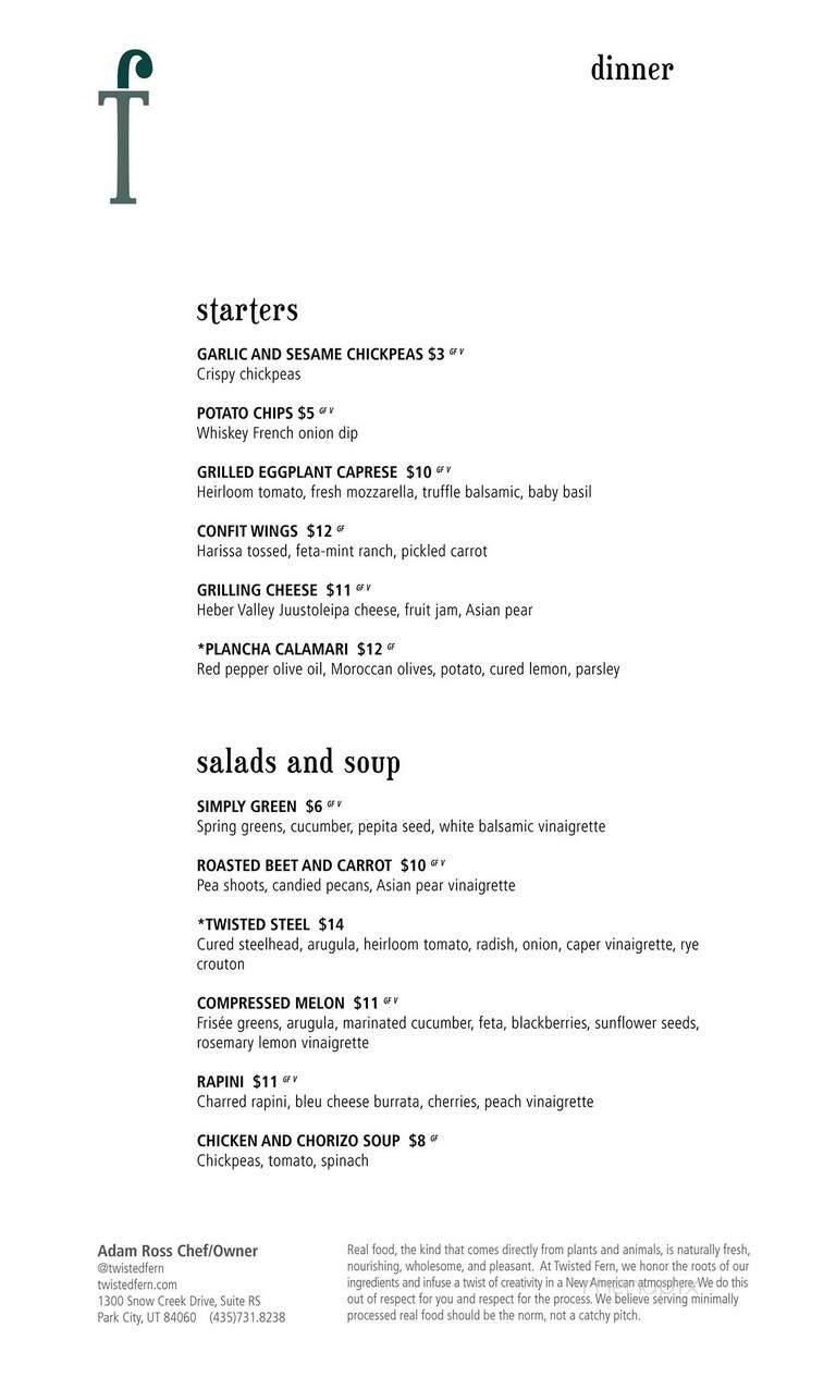 Twisted Fern - Park City, UT menu_pic