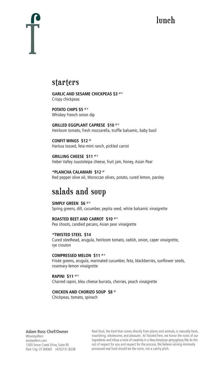 Twisted Fern - Park City, UT menu_pic