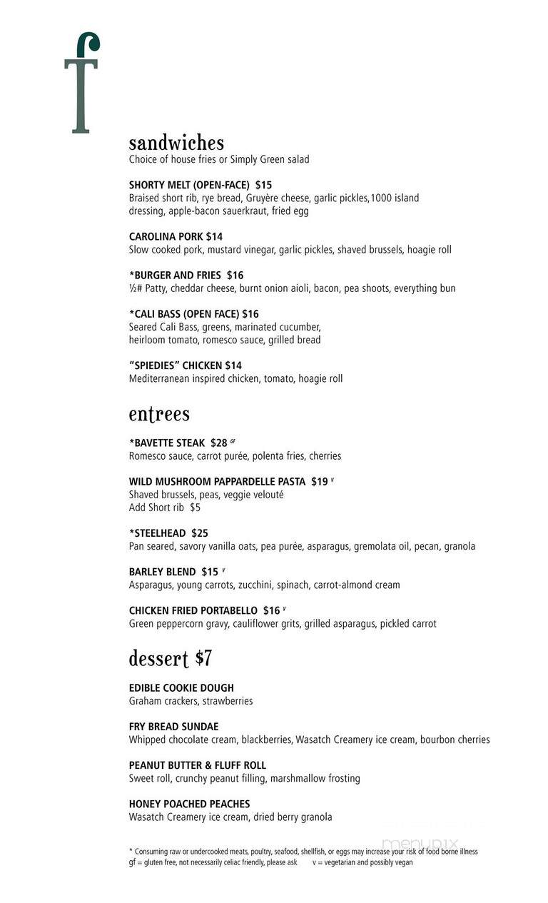 Twisted Fern - Park City, UT menu_pic