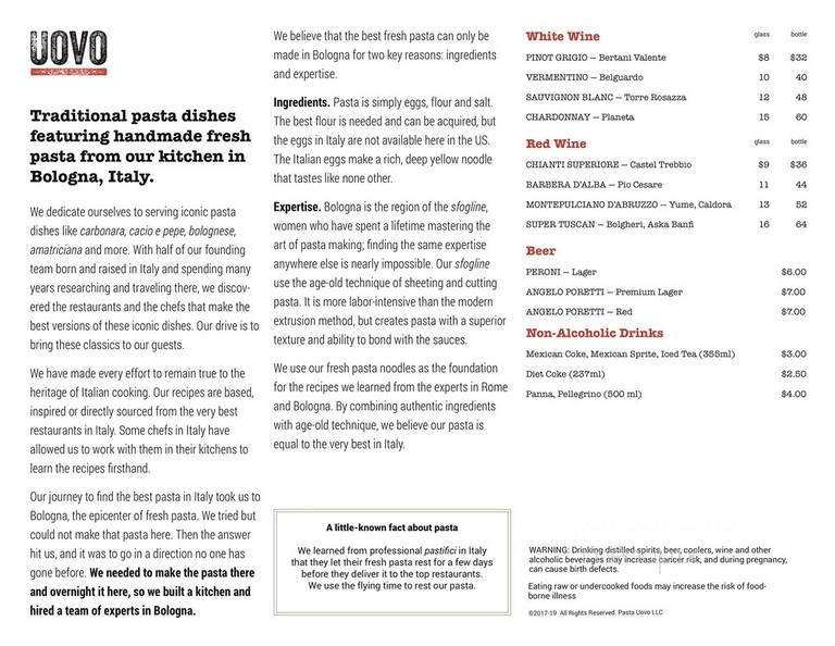 Uovo - Santa Monica, CA menu_pic