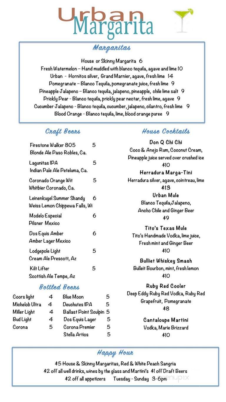 Urban Margarita - Glendale, AZ menu_pic
