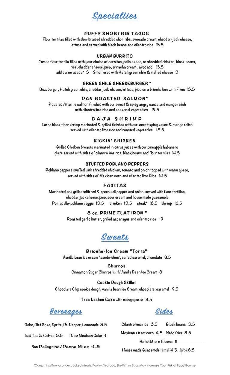 Urban Margarita - Glendale, AZ menu_pic