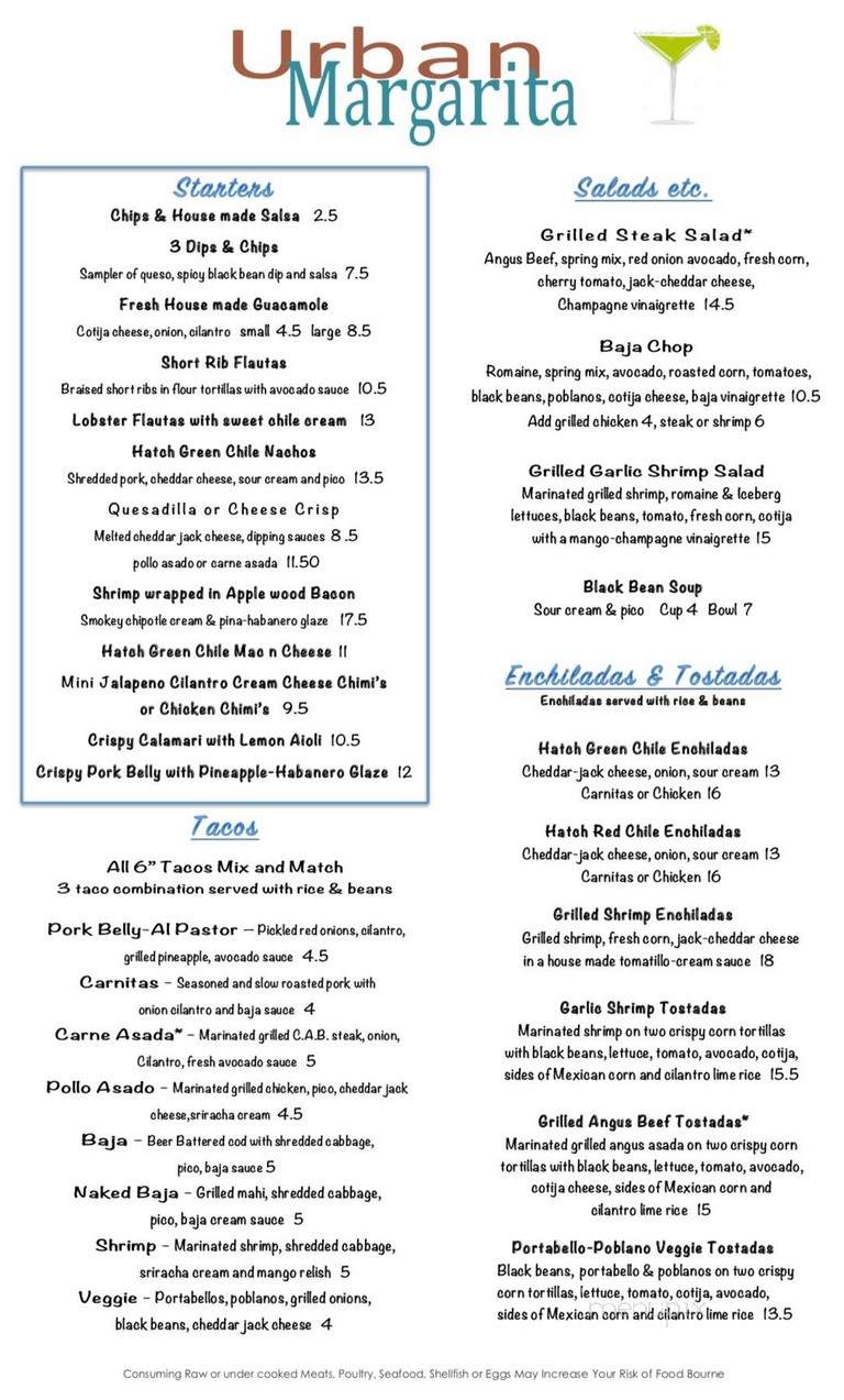 Urban Margarita - Glendale, AZ menu_pic