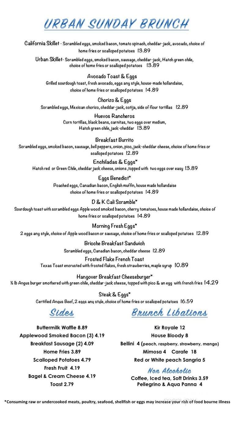 Urban Margarita - Glendale, AZ menu_pic