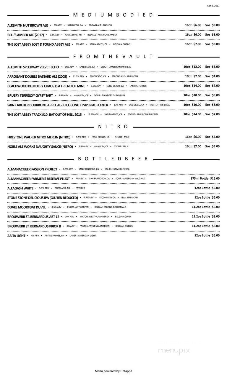 Urge Gastropub & Common House - San Marcos, CA menu_pic