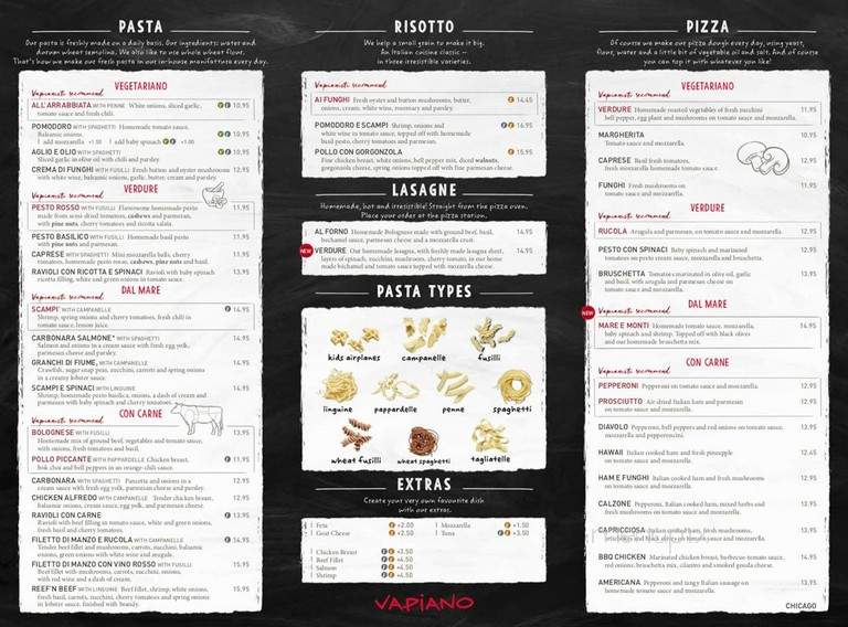 Vapiano - Chicago, IL menu_pic