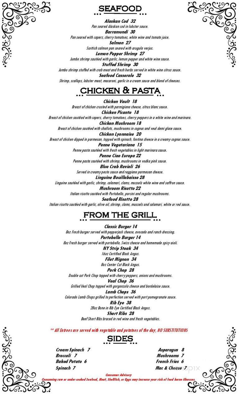 Vault Grill and Bar - Wilkes-Barre, PA menu_pic