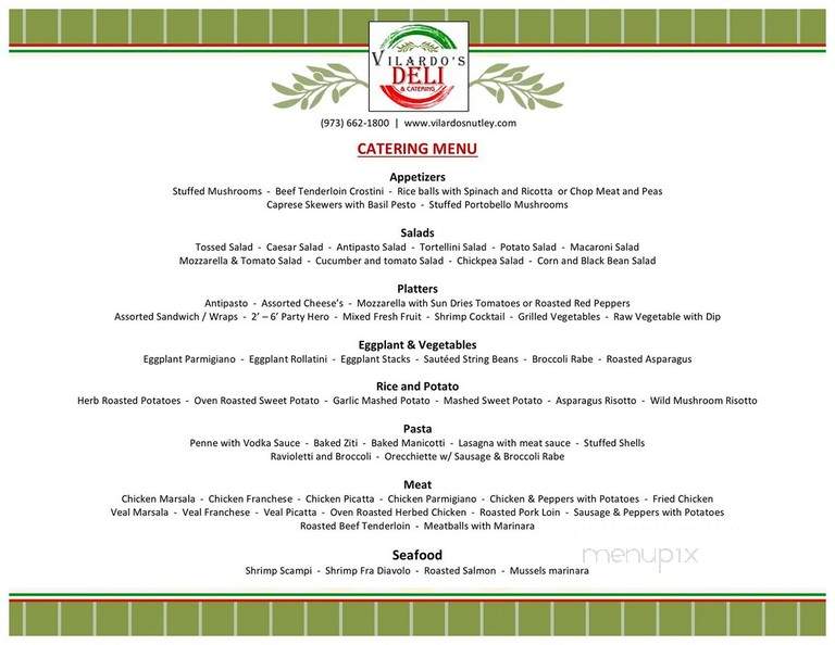 Vilardo's Deli & Catering - Nutley, NJ menu_pic