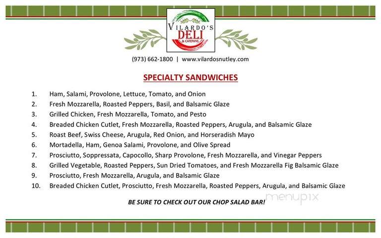 Vilardo's Deli & Catering - Nutley, NJ menu_pic