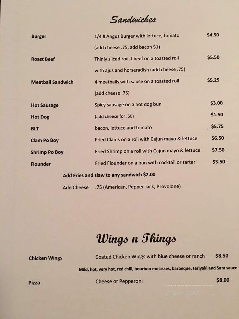 Walt's Tavern - Elkton, MD menu_pic