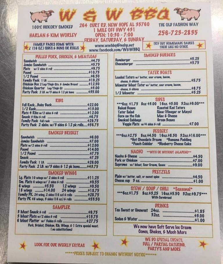 W & W Bbq - New Hope, AL