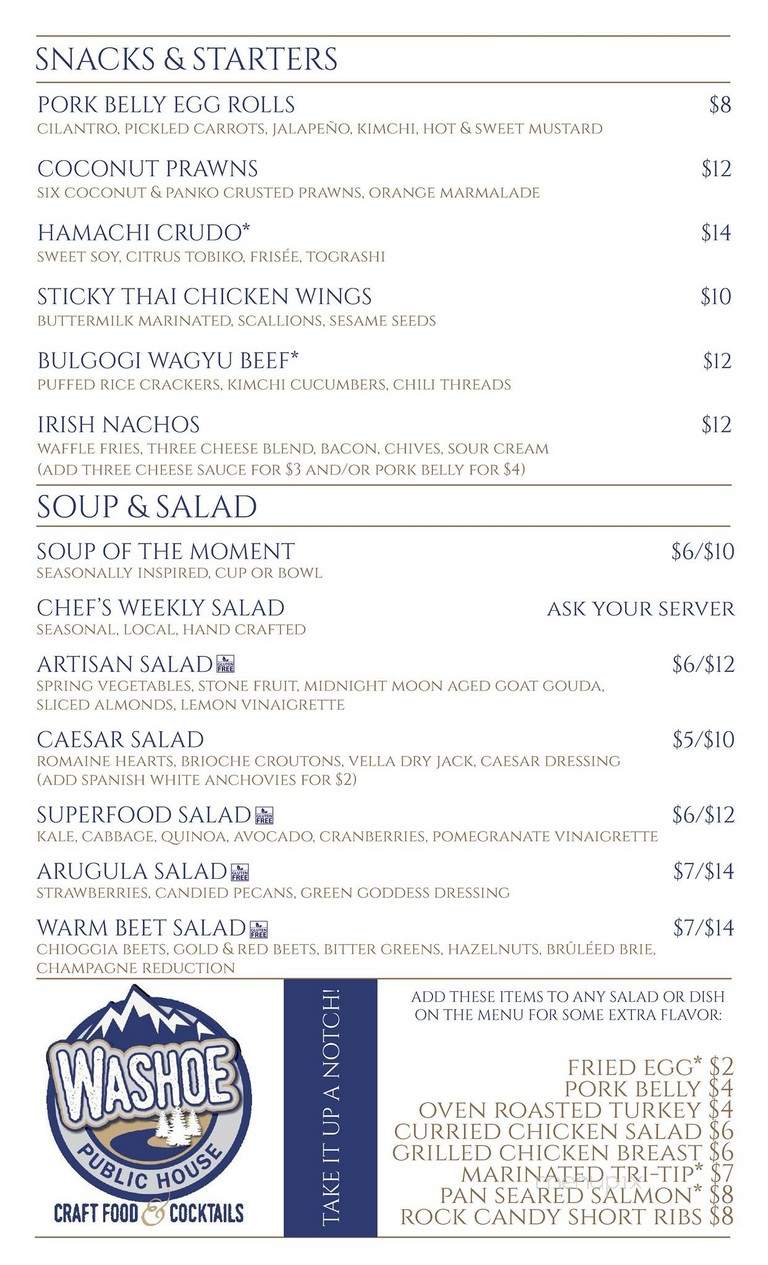 Washoe Public House - Reno, NV menu_pic