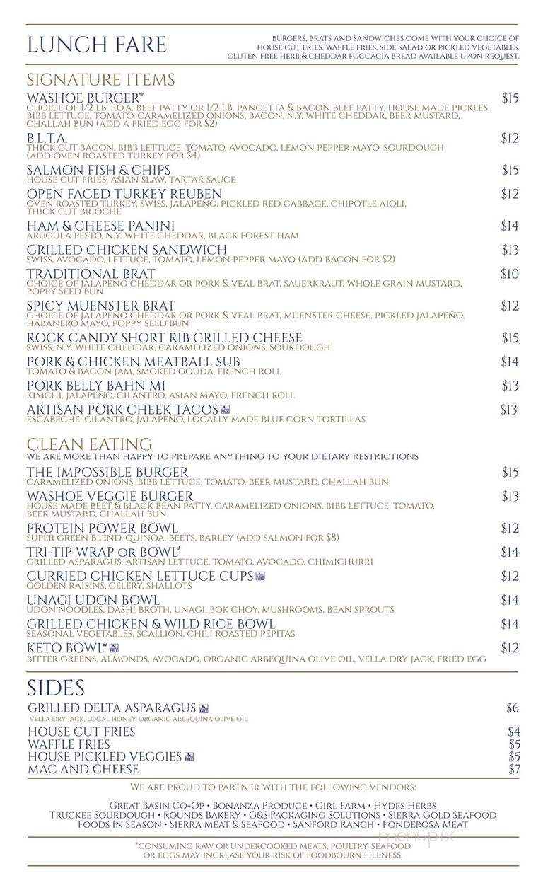 Washoe Public House - Reno, NV menu_pic